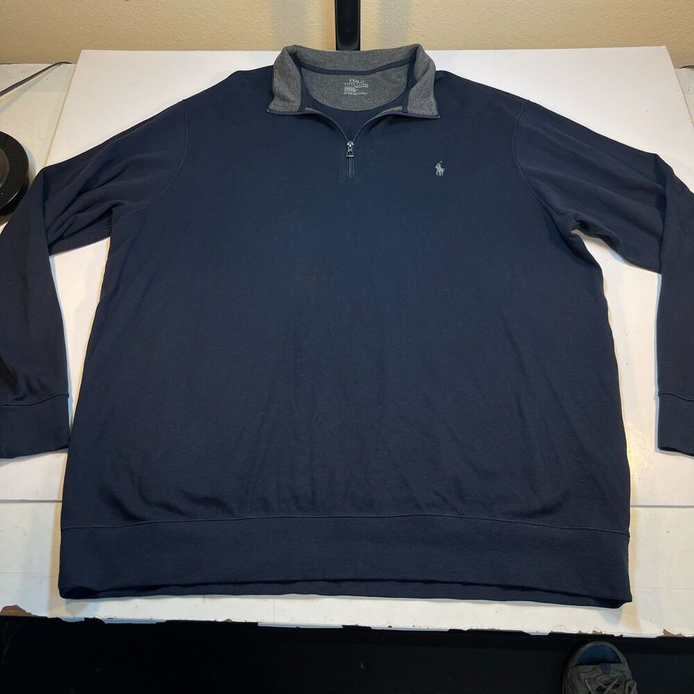 Polo Ralph Lauren 1/4 Zip Pull Over Sweater Shirt Sz Mens 2LT Tall Blue
